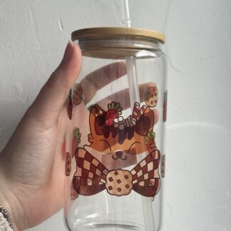 Tasse en verre Fraise/Chocolat